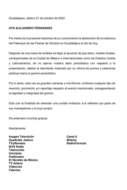 Alejandro Fernández se queda sin prensa en Guadalajara