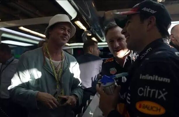 Brad Pitt y «Checo» Pérez juntos en el GP de EU
