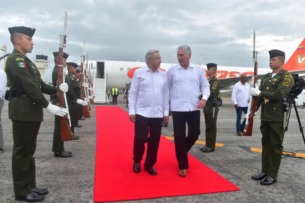 AMLO le da la bienvenida al presidente de Cuba en Campeche