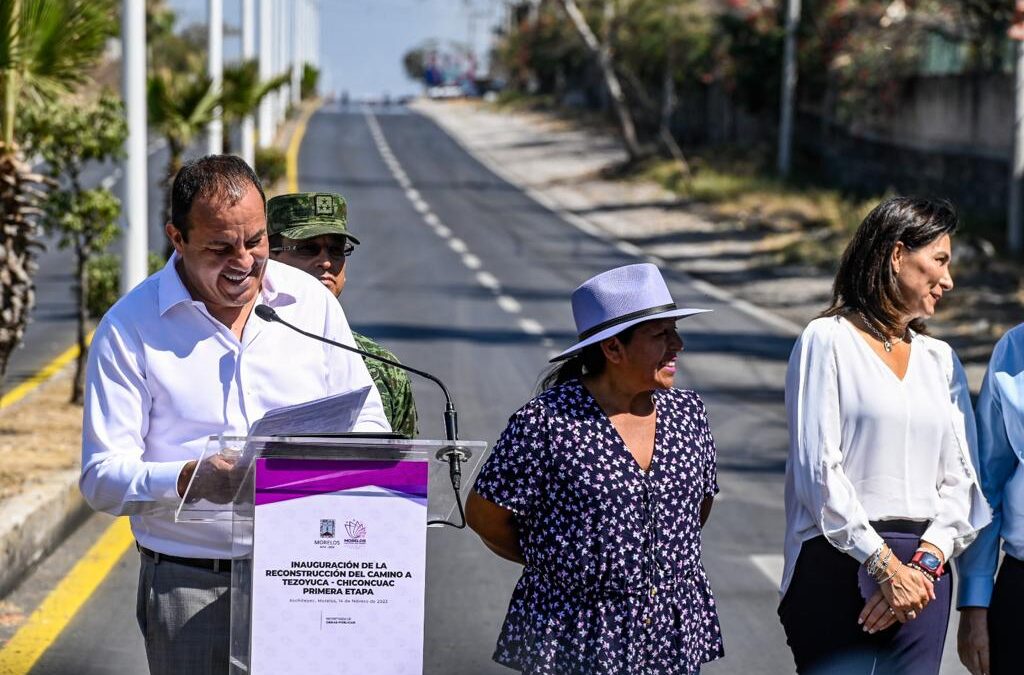 Morelos inaugura reconstrucción del camino  Tezoyuca-Chiconcuac en Xochitepec