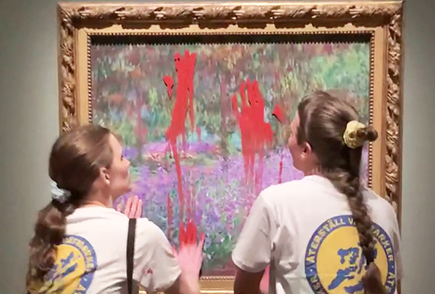 Manifestantes climáticos vandalizan una pintura de Monet