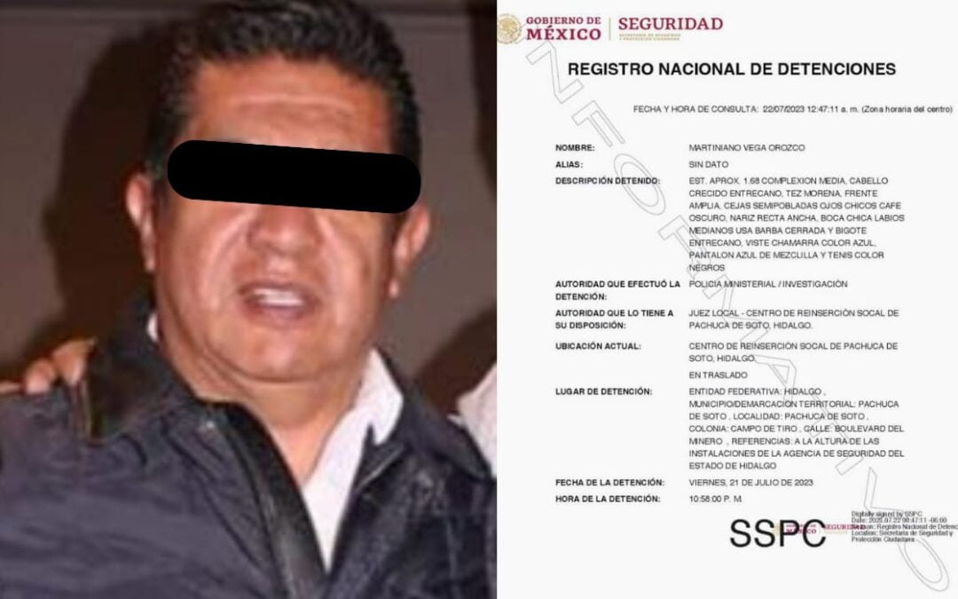 Martiniano Vega, ex oficial mayor de Hidalgo, detenido por peculado