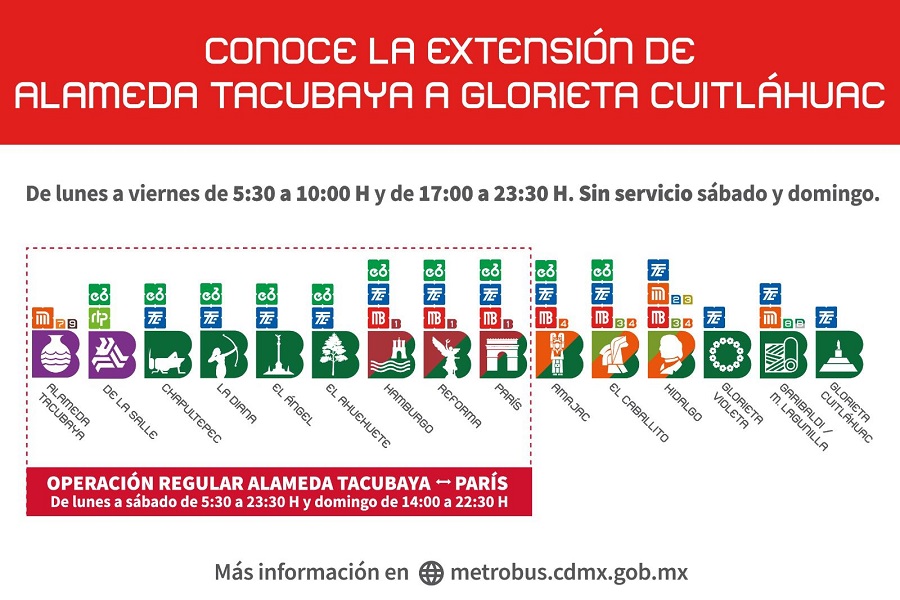 Extensión de ruta Alameda Tacubaya-París ahora llegará hasta Glorieta Cuitláhuac