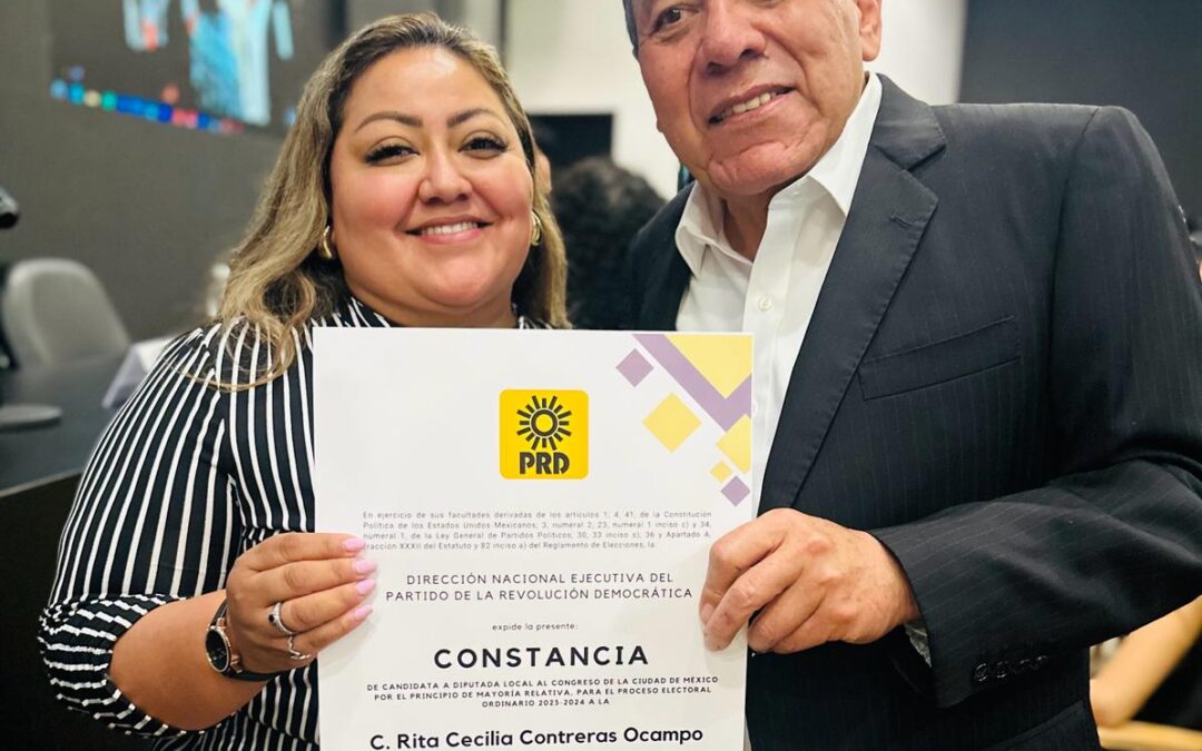 Entregan constancia a Rita Cecilia Contreras como candidata a diputada local al Congreso de la CDMX